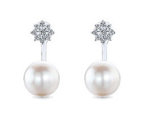 14kt White-Gold, diamond, pearl, earrings, ladies, fine jewelry, local jeweler, NJ
