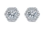 14kt white gold, diamond, stud clustered, earrings, yellow gold, local jeweler in Momouth County, NJ