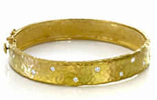 Yellow-gold, bangle, hammered bracelet, fine jewelry, NJ