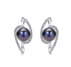 white gold, diamond, black pearl, hoop earrings, unique, beautiful, local jeweler in NJ