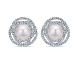 white gold, diamond, pearl, stud earrings, diamonds, stunning, unique, jeweler, NJ,
