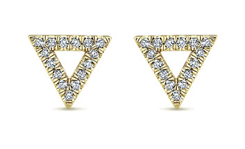 14kt yellow-gold, diamond, open triangle, stud earrings, ladies, fine jewelry, NJ
