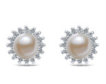 14k-white gold, Diamond-pearl, stud Earrings, local jeweler, NJ
