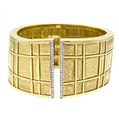 Yellow-gold cuff, bracelet, bangle, textured, diamonds, fine jewelry, jewelers in NJ,