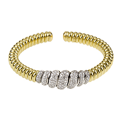 Yellow Gold, coiled cuff, bracelet, bangle, diamonds, flexible, fine jewelry, local jeweler in NJ,