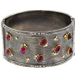 silver bangle, bracelet, 14k gold, ruby, diamonds, fine jewelry in NJ, Ocean County,